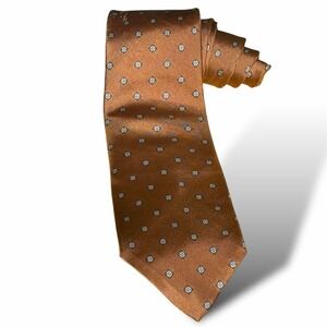 Vintage Christian Dior Mens Brown Geometric‎ 100% Silk Neck Tie
